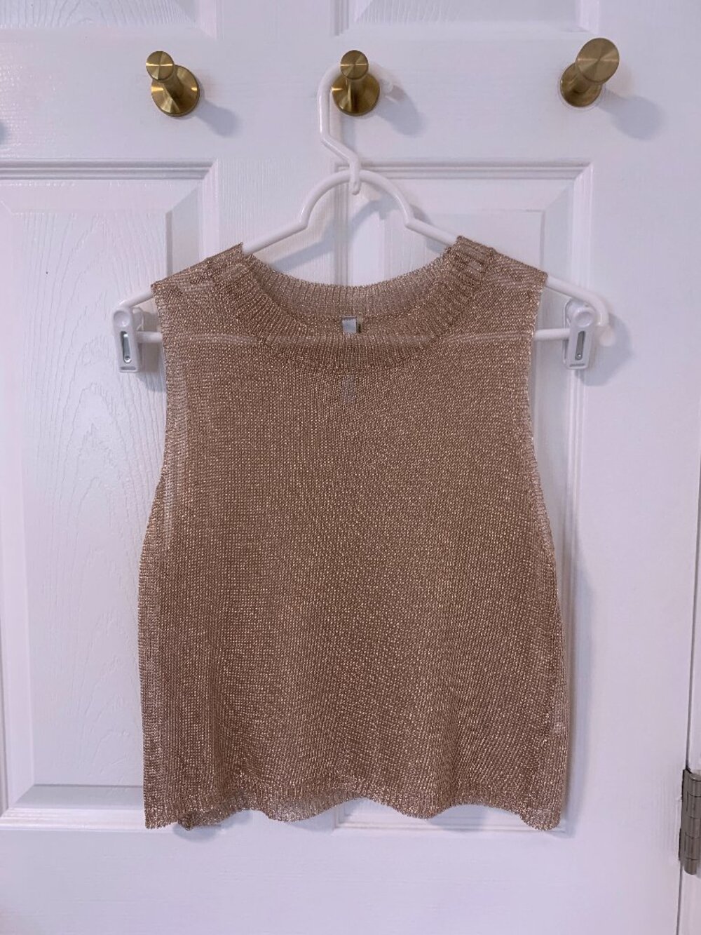 Metallic Rose Gold Knitted Top Chainmail Vest